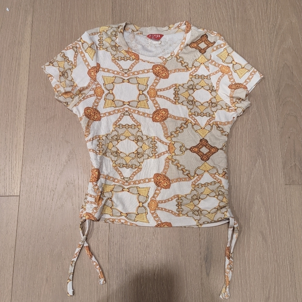 Chain Print Ruched Top